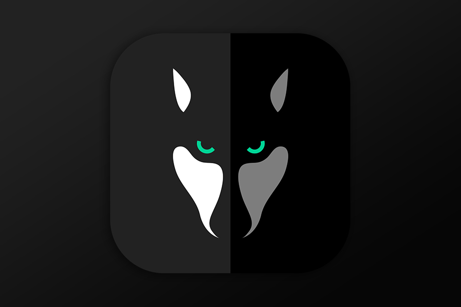 flat wolf app icon with shadows for the chat application